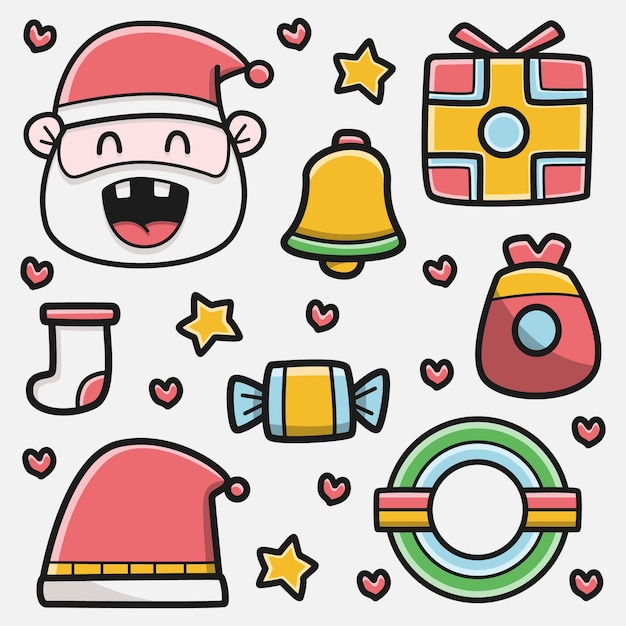 Kawaii doodle cartoon kerst ontwerp illustratie