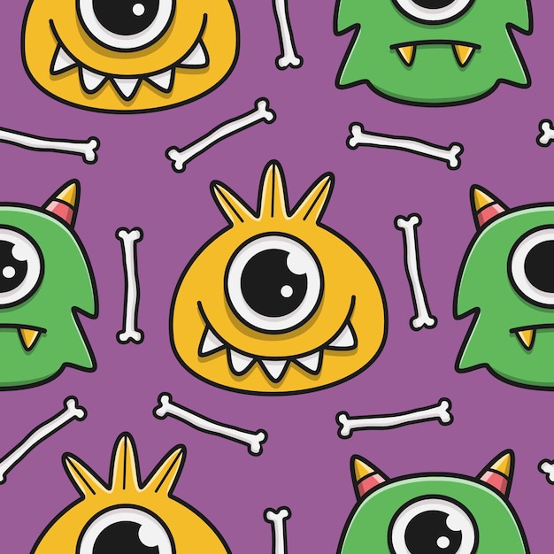 Kawaii doodle cartoon monsters patroon