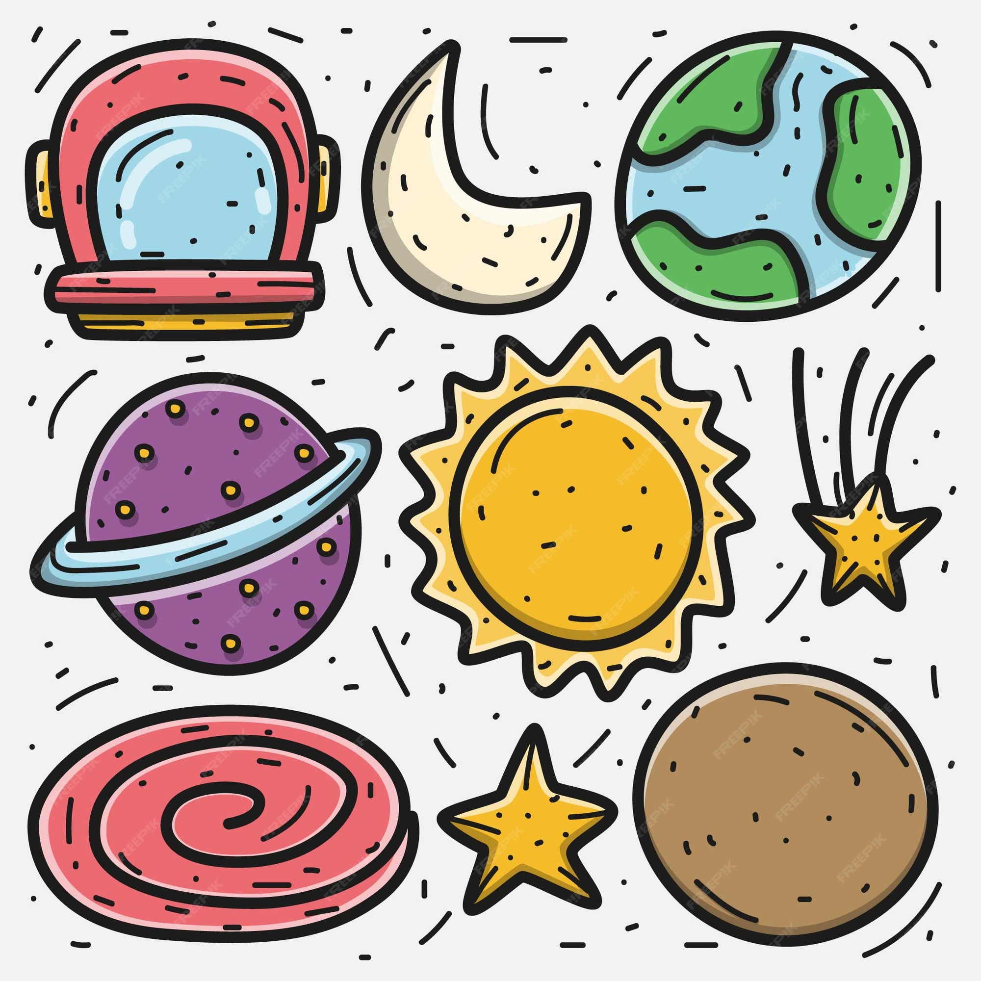 Desenho para colorir kawaii doodle cartoon planet