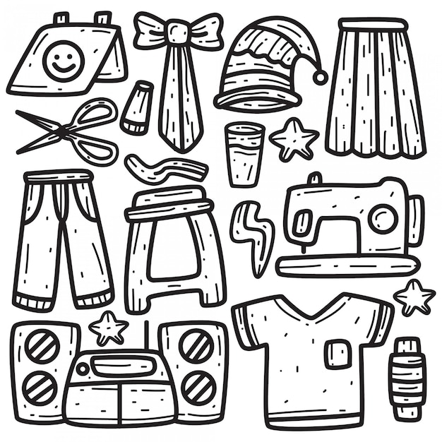 Vector kawaii doodle clothes template