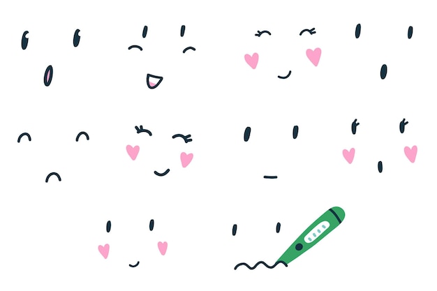 Kawaii doodle facce carine emozioni