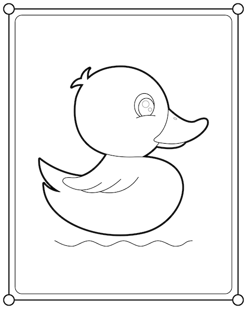 Vector kawaii duck suitable for children's coloring page vector illustration