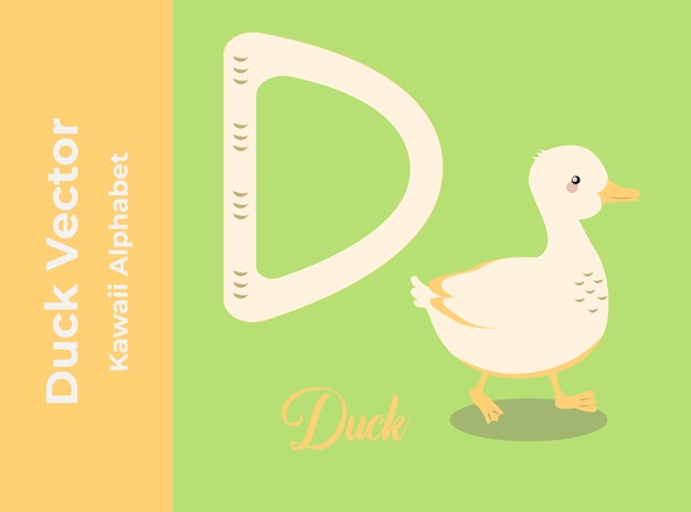 Kawaii Duck Vector Alphabet Letter D