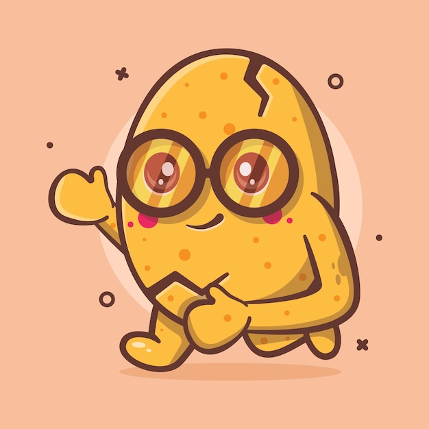 Kawaii egg character mascot running isolated cartoon in flat style design