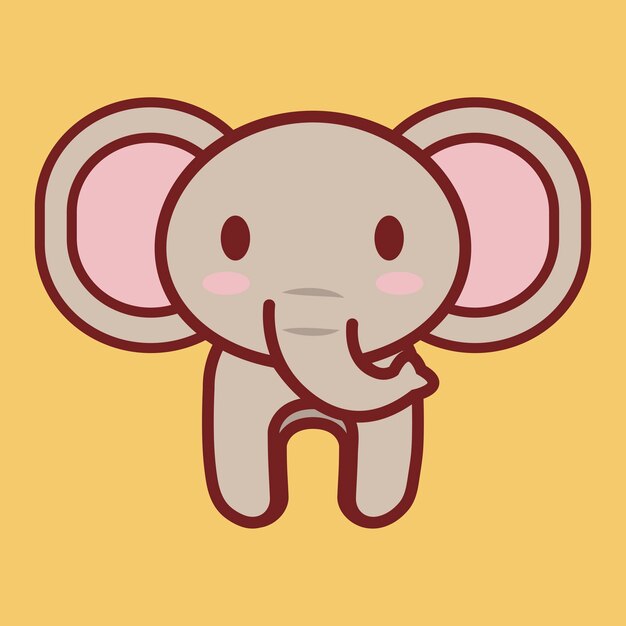 kawaii elephant icon over yellow background