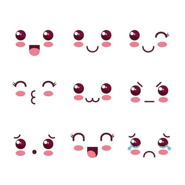 Vector kawaii faces