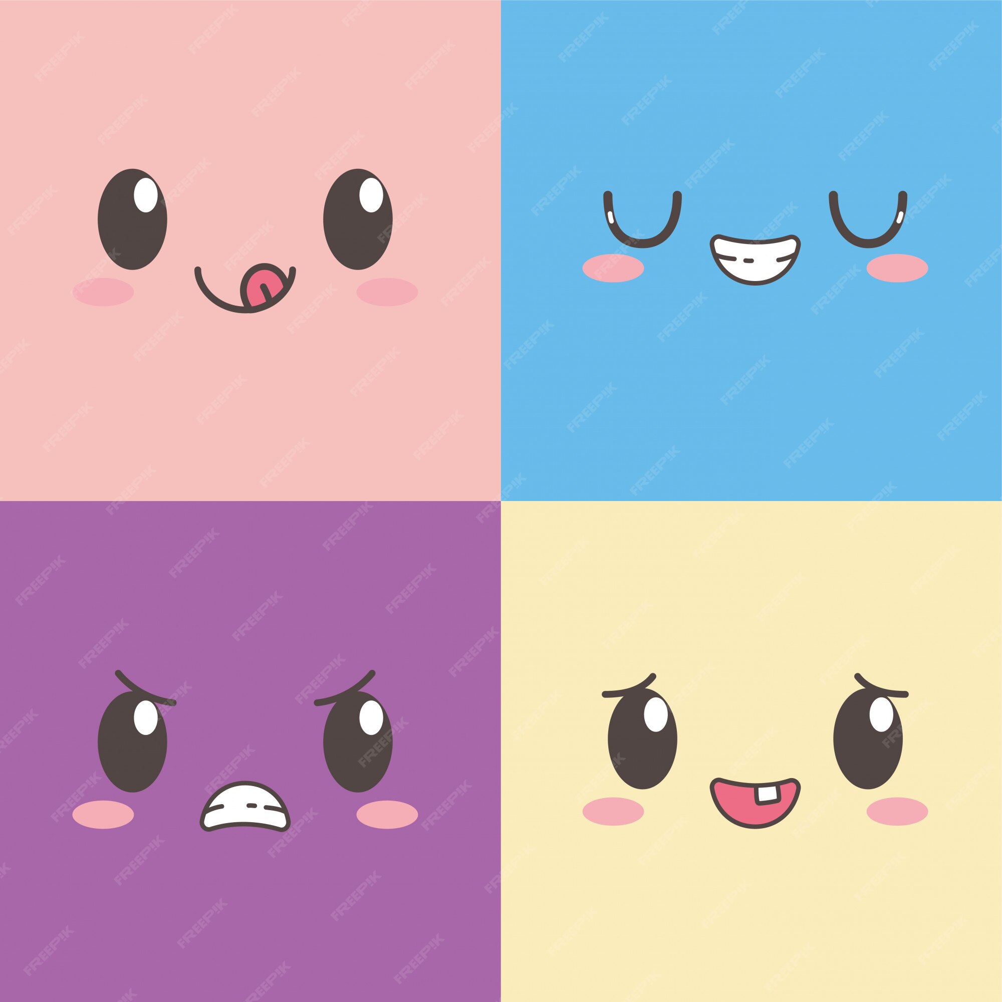 cute kawaii expression emoticon 7266550 Vector Art at Vecteezy