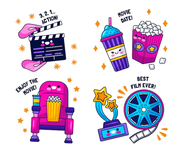 Kawaii filmliefhebbers stickers collectie