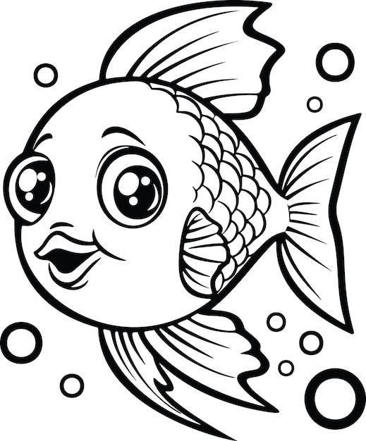 Kawaii Fish Coloring Page