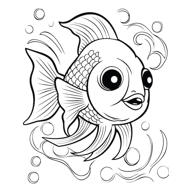 Раскраска Рыба Кавайи
