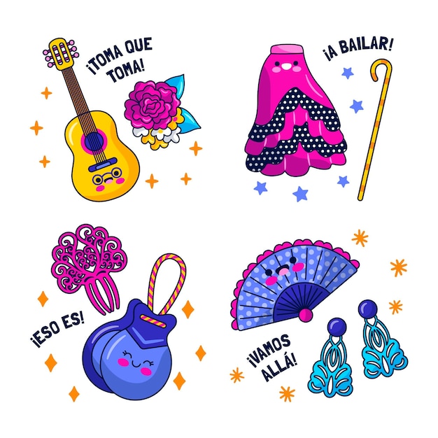 Kawaii flamenco dance stickers