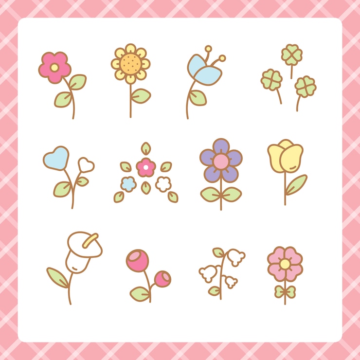 Vector かわいい花セット