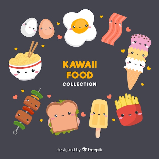 Vector kawaii food collection