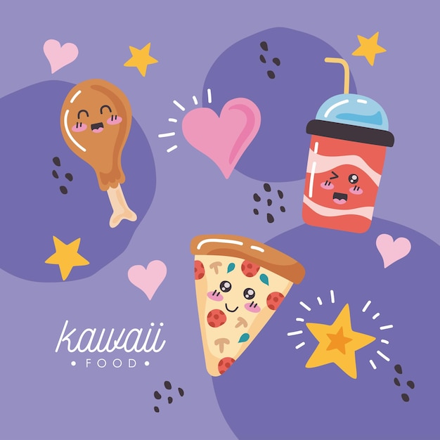 Kawaii food lettering postcard