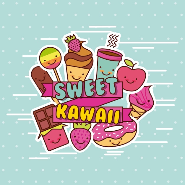 Cibo kawaii con sfondo