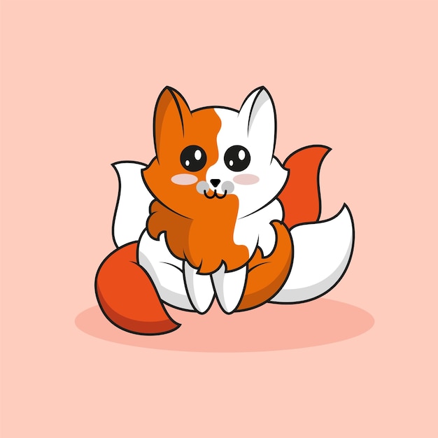 Premium Vector | Kawaii fox illustration on light background