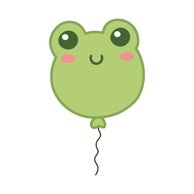 Kawaii frog balloon Cartoon style Cute vector illustration isolated on white background