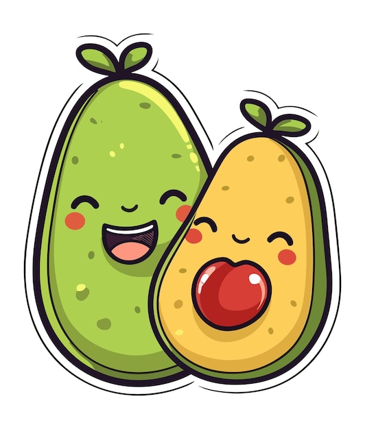 kawaii fruit cartoon character vector Funny fruit kawaii illustration