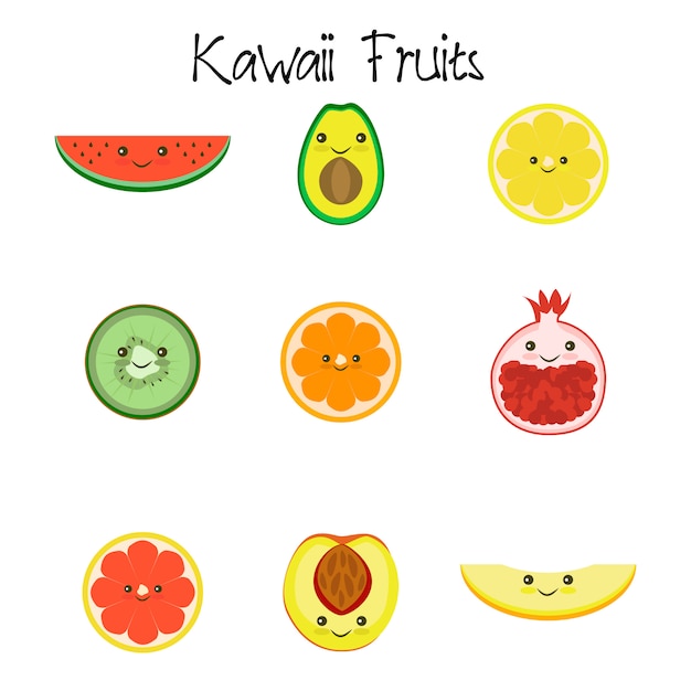 Icona della raccolta della frutta di kawaii isolata su fondo bianco