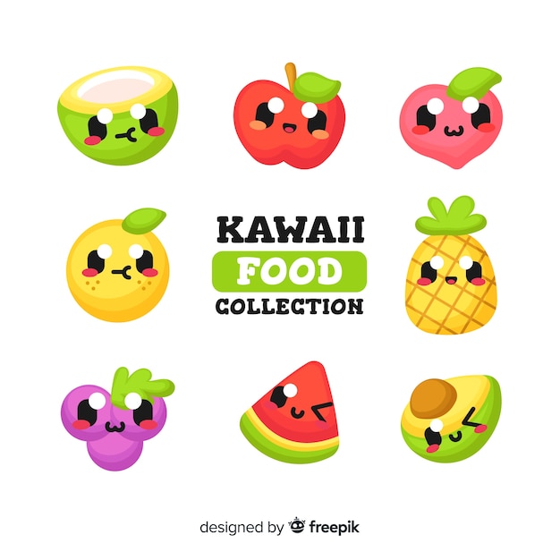 Vector kawaii fruit collection