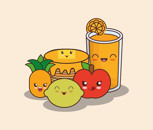 Kawaii fruit en pannenkoeken