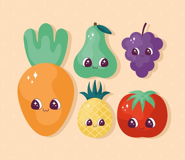 Kawaii fruit set