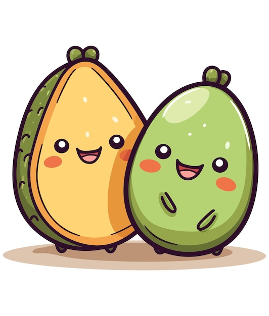 kawaii fruit stripfiguur vector grappige fruit kawaii illustratie