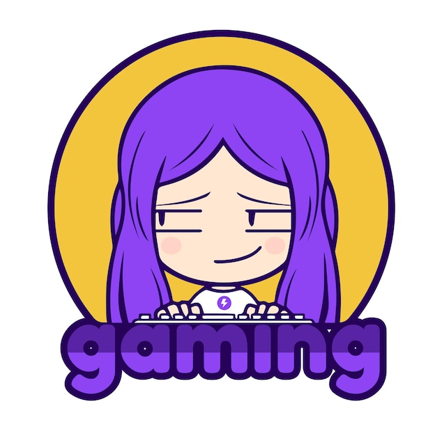 Vector kawaii gaming streamer girl character