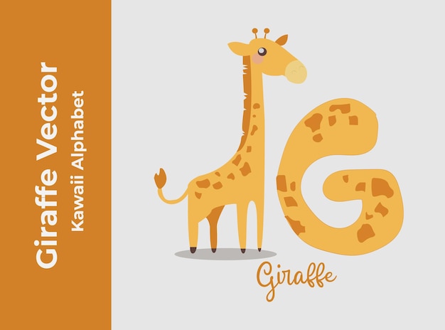 Kawaii Giraffe Vector Alphabet Letter G