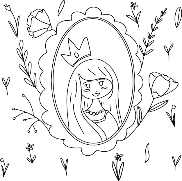 kawaii girl anime coloring page floral