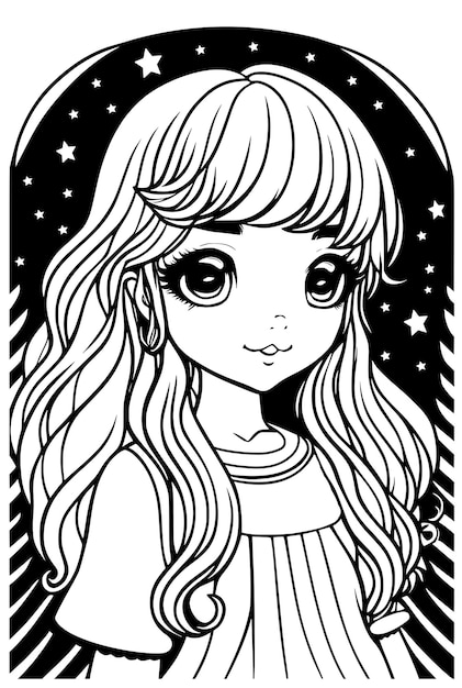 kawaii girl coloring page