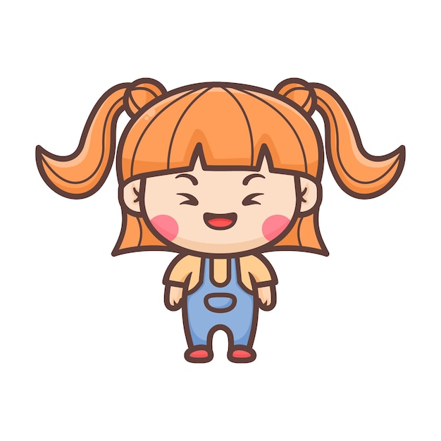 Kawaii girl flat design character