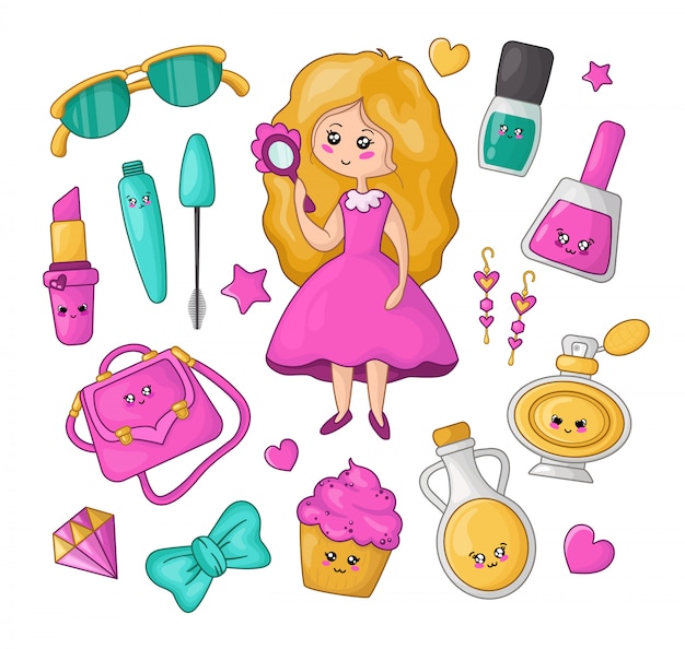 Vector kawaii girls stuff