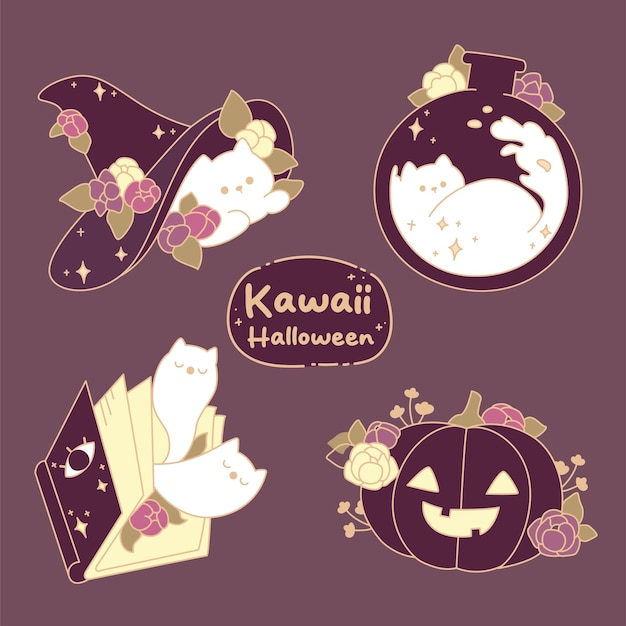 Kawaii halloween cat ghost pumpkin witch collection