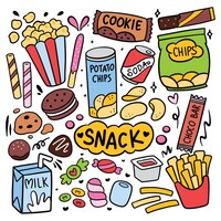 Kawaii hand drawn snack food product vector illustration