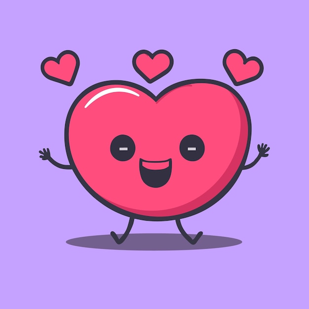 Kawaii hart Achtergrond Cartoon karakter van een hart Kawaii liefde symbool