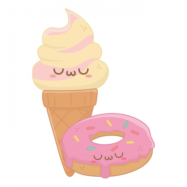 Kawaii of ice cream cartoon