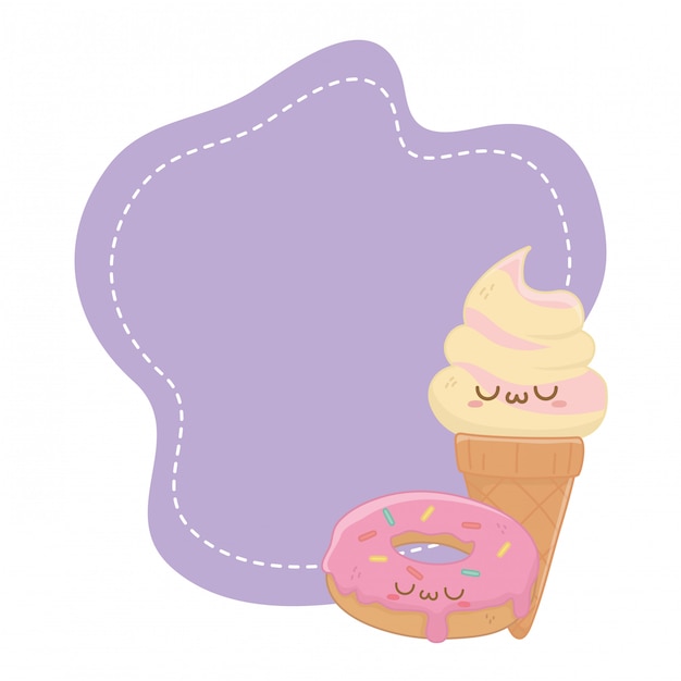 Kawaii of ice cream cartoon