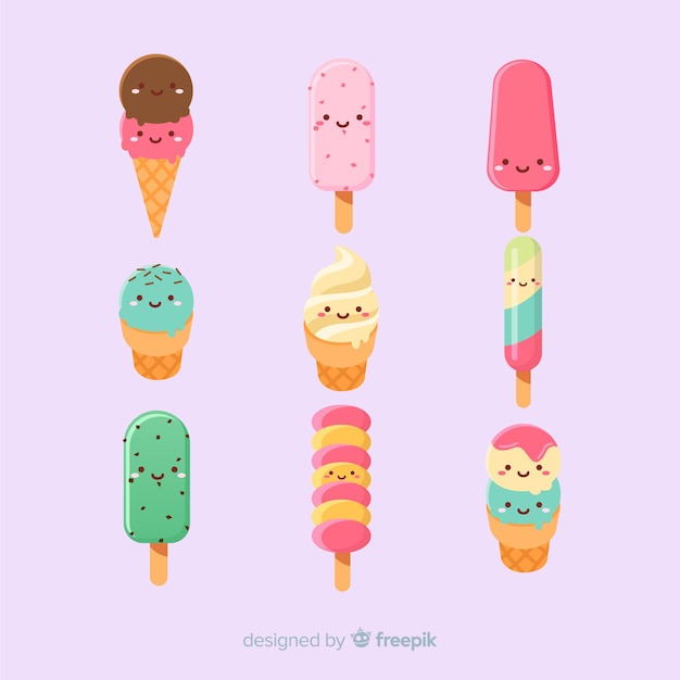 Kawaii ice cream characters