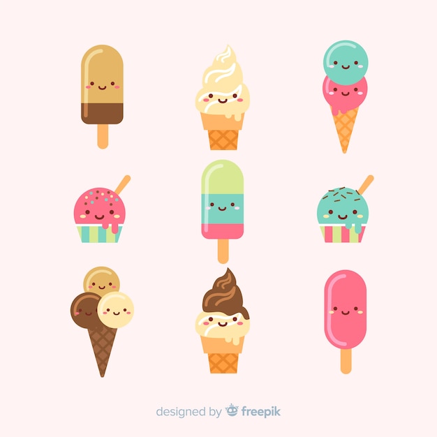 Kawaii ice cream characters