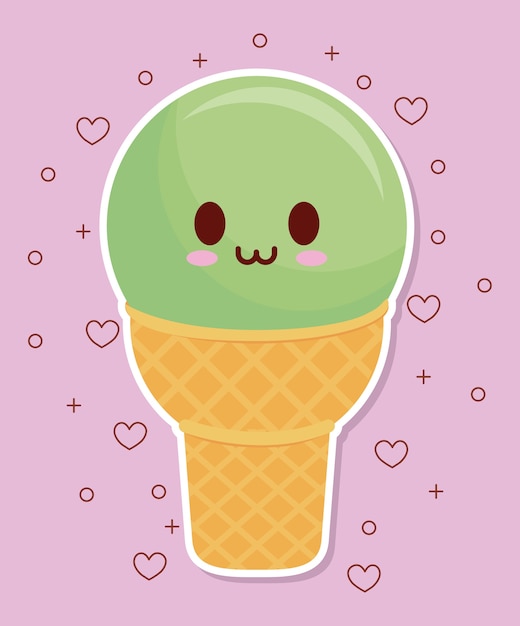 Vector kawaii ice cream icon