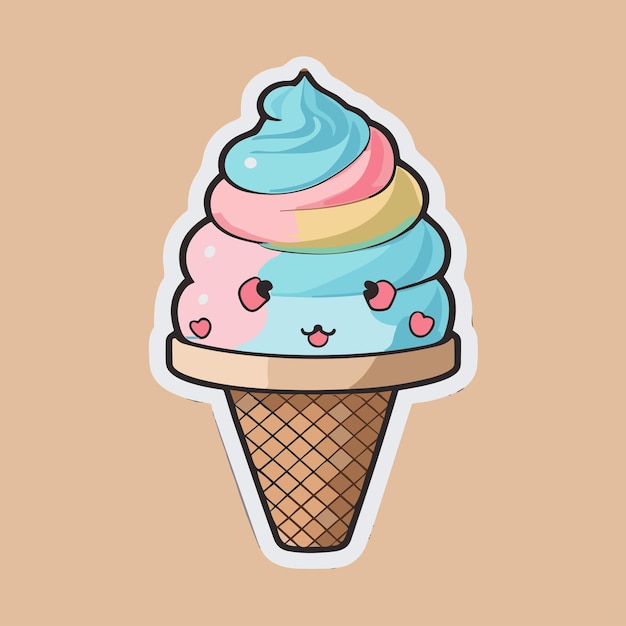 a kawaii ice cream vector