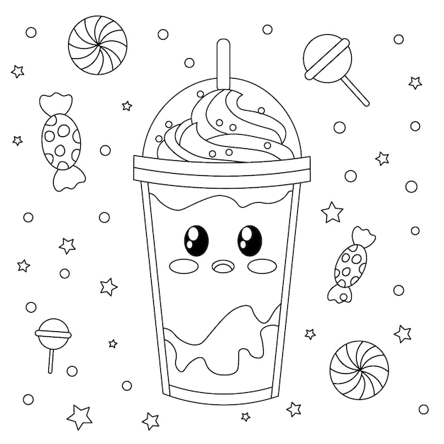 Kawaii icecream coloring page