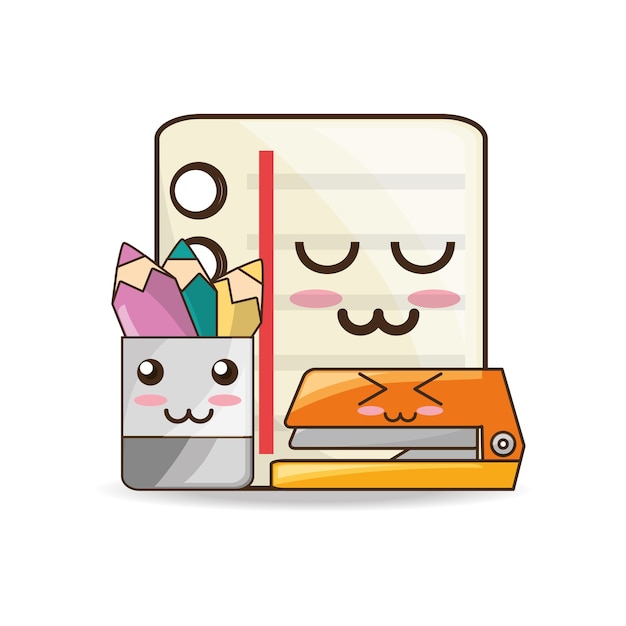 Vector kawaii icons school tools to study education