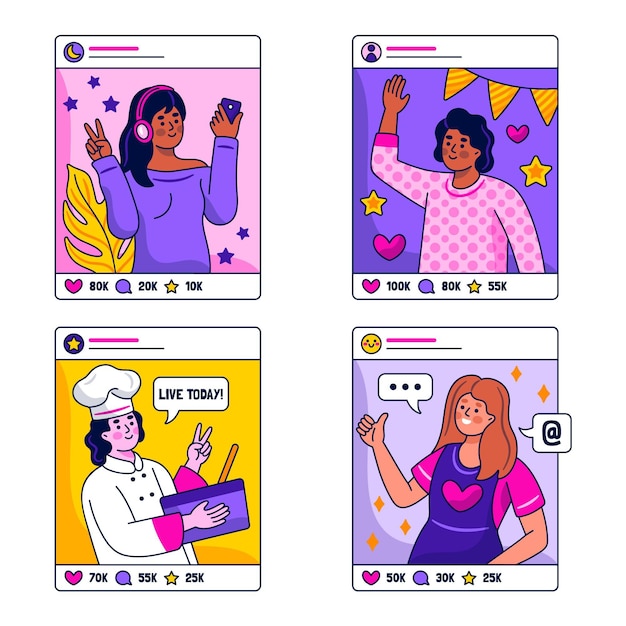 Kawaii influencer stickers collection