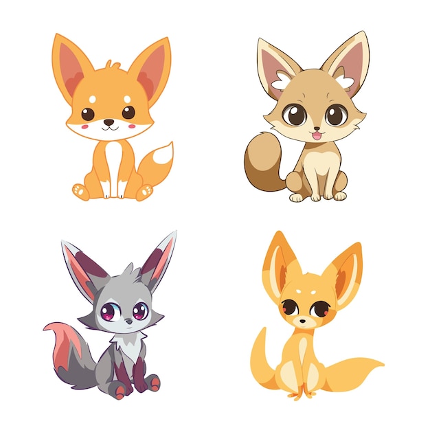 Illustrazione di kawaii jackal vector bundle