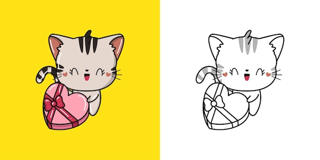 Kawaii Kitten Clipart veelkleurig en zwart-wit schattig Kawaii kat