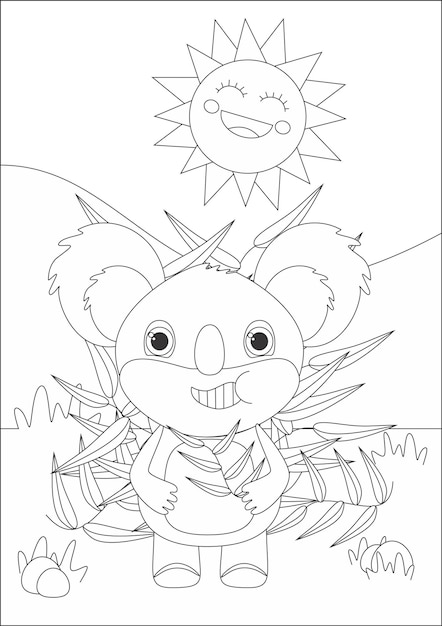 kawaii koala coloring page