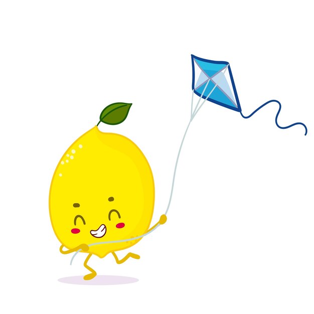 Vector kawaii lemon character summer sticker