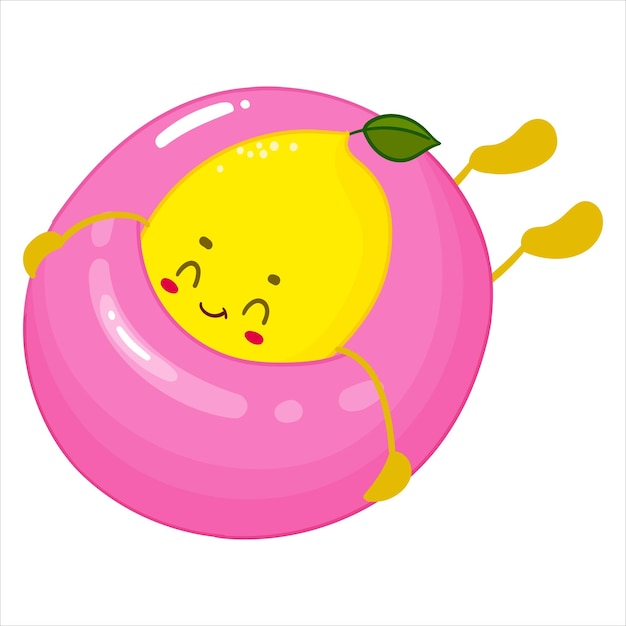 벡터 귀여운 레몬 캐릭터 여름 스티커
